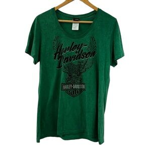 Vintage Harley-Davidson Shirt / Women’s L / Green & Black Rhinestone Velvet / EC